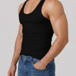Premium Vest Cotton Black Sleeveless Pack of 6